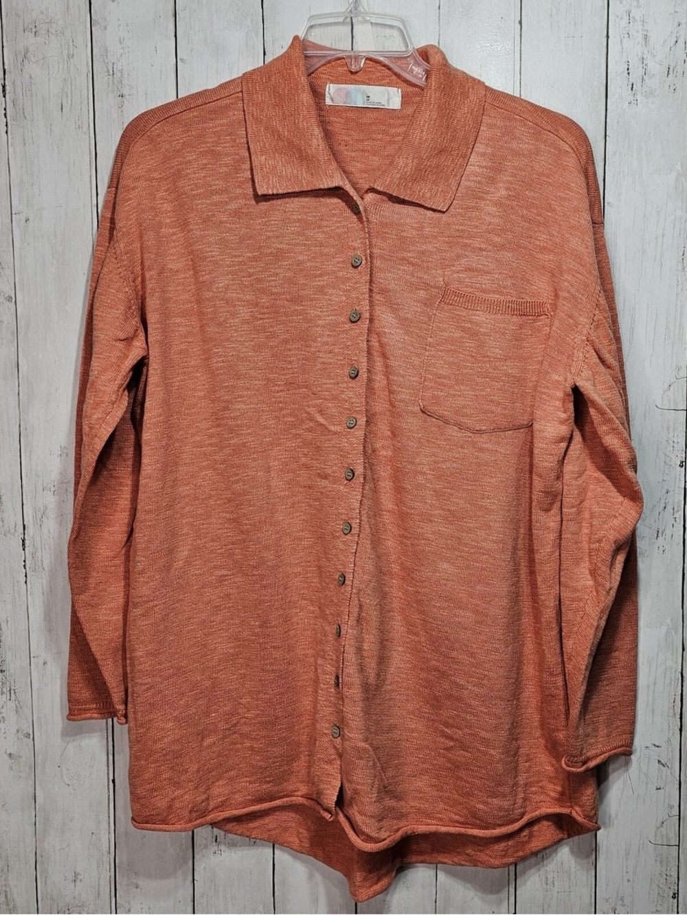 Free People Beach Orange Oversized Button Up